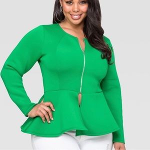 ASHLEY STEWART Neoprene Peplum Jacket Size 12